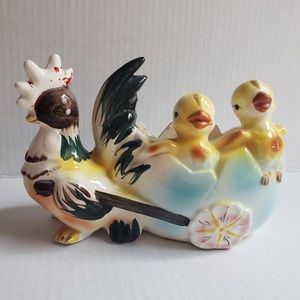 Rooster and Chicks Vintage Planter